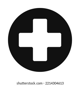 Swiss cross squircle corners circle icon. A symbol made from arms of equal length with rounded corners. Isolated on a white background.