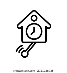 Icono suizo del reloj de cuco, Vector de línea