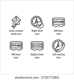 Swiss cuckoo clock, Right time, AM hour, PM hour, Digital clock, Call waiting, icon