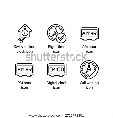 Swiss cuckoo clock, Right time, AM hour, PM hour, Digital clock, Call waiting, icon