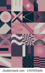 Diseño de diseño suizo diseño abstracto de afiches con gráficos geométricos y elementos de negrita. Arte de composición de geometría moderna con formas vectoriales simples. Útil para el diseño de afiches, presentación web, etc.