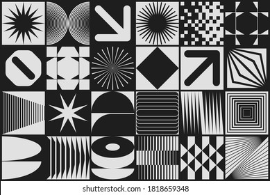 Swiss design style abstract poster layout with geometric graphics and bold elements. Modern geometry composition artwork with simple vector shapes. Useful for poster design, web presentation, etc.