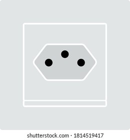 Swiss Electrical Socket Icon. Flat Color Design. Vector Illustration.