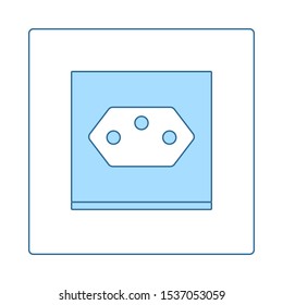 Swiss Electrical Socket Icon. Thin Line With Blue Fill Design. Vector Illustration.