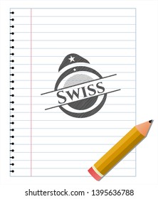 Swiss emblem with pencil effect. Vector Illustration. Detailed.