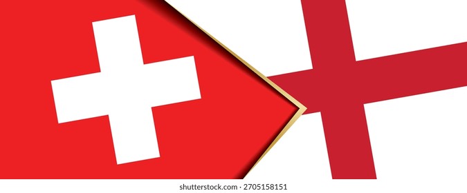 Banderas de Suiza e Inglaterra se superponen representando el comercio internacional