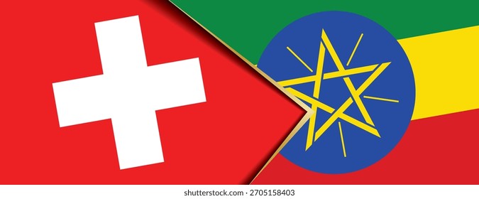 Schweizer und äthiopische Fahnen als Symbol für bilaterale Beziehungen
