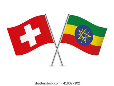 Swiss and Ethiopian flags. Vector illustration.