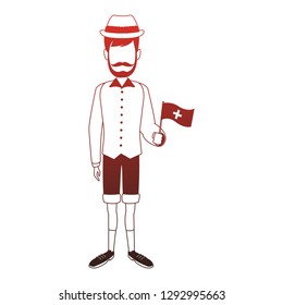 Swiss farmer man red lines
