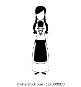 Swiss farmer woman in black and white
