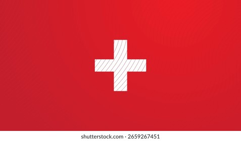 Fondo de la bandera suiza. Símbolo de la cruz blanca en gradiente rojo. Icono más