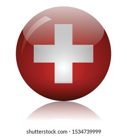 Swiss flag glass icon vector illustration