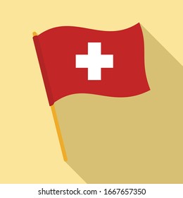 Swiss flag icon. Flat illustration of swiss flag vector icon for web design