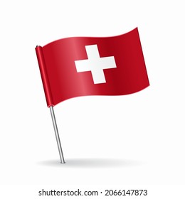 Swiss flag map pointer layout. Vector illustration.