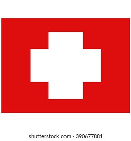 Swiss flag on a white  background