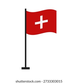 Bandera suiza con poste ilustrado en Vector