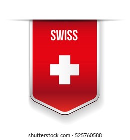 Swiss flag ribbon vector