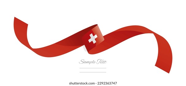 Swiss flag ribbon vector illustration. Switzerland flag ribbon on abstract isolated on white color background