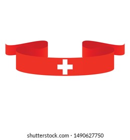 Swiss flag. Simple ribbon  vector Swiss flag