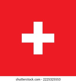 The Swiss Flag is a square flag with a white cross in the center and a red background.