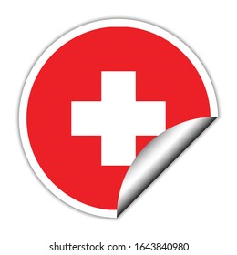 Schweizer Flagge . Rundflagge mit Stickerei - Vektorillustration 