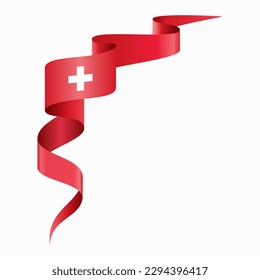 Swiss flag wavy abstract background. Vector illustration.