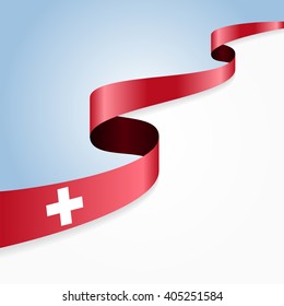 Swiss flag wavy abstract background. Vector illustration.