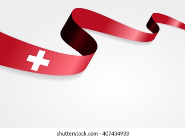 Swiss flag wavy abstract background. Vector illustration.