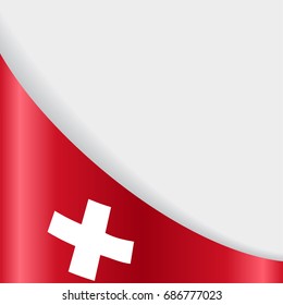 Swiss flag wavy abstract background. Vector illustration.