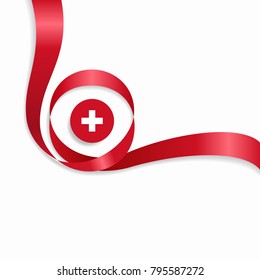 Swiss flag wavy abstract background. Vector illustration.