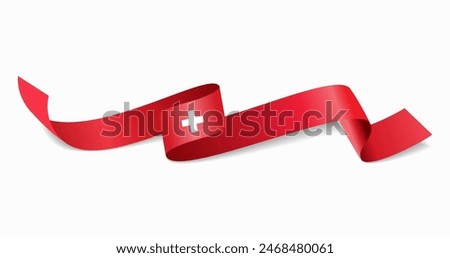 Swiss flag wavy abstract background. Vector illustration.