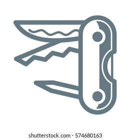 Swiss Folding Knife Vector Line Icon Symbol