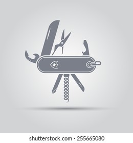 swiss folding knife vector sign