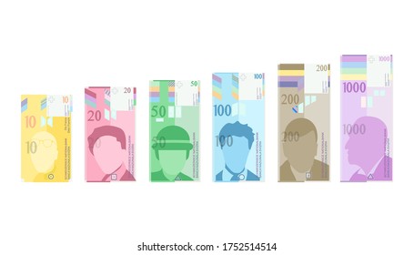 Swiss Franc banknotes. Flat Swiss Franc for paper money. Business concept. Vector illustration.