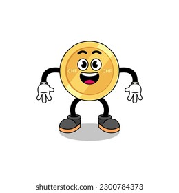 swiss franc cartoon with surprised gesture , character design