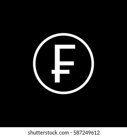 Swiss franc coin solid icon, finance and business, franc sign vector graphics, a filled pattern on a black background, eps 10.