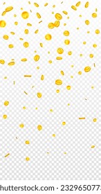 Swiss franc coins falling. Gold scattered CHF coins. Switzerland money. Global financial crisis concept. Vector illustration.