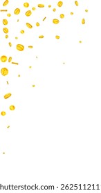 Swiss franc coins falling. Gold scattered CHF coins. Switzerland money. Global financial crisis concept. Vector illustration.