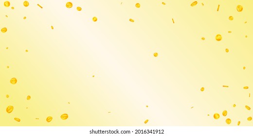 Swiss franc coins falling. Lovely scattered CHF coins. Switzerland money. Astonishing jackpot, wealth or success concept. Vector illustration.