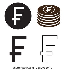 Diseño de ilustraciones vectoriales del icono de la moneda del franco suizo