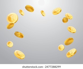 Swiss Franc currency realistic gold coin floating, money sign vector illustration