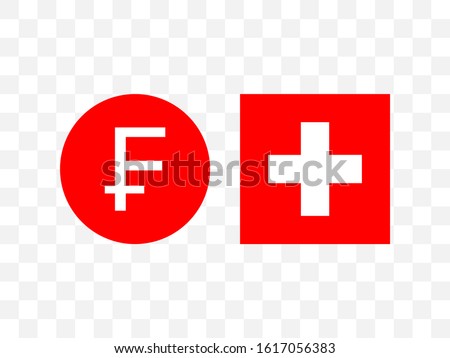 Swiss franc, Flag icon. Vector illustration, flat design
