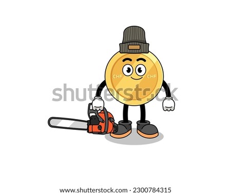 swiss franc illustration cartoon as a lumberjack , character design