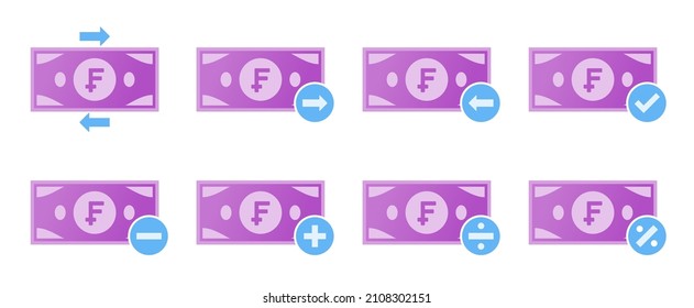 Swiss Franc Banking Transaction Icon Set