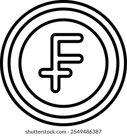 Swiss Franc Note Outline Style Icon Design