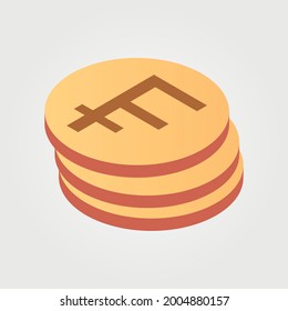 Swiss franc
Switzerland currency symbol coin isometric vector illustration design
