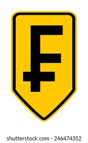 Swiss franc symbol button on white background. Vector illustration.