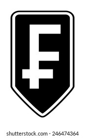 Swiss franc symbol button on white background. Vector illustration.