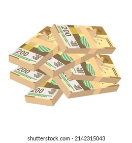 Swiss Franc Vector Illustration. Switzerland, Liechtenstein money set bundle banknotes. Paper money 200 fr. Flat style. Isolated on white background. Simple minimal design.