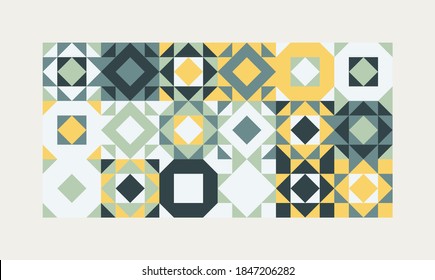 Swiss geometric pattern design made with simple triangle geometrical forms. Abstract vector composition graphics, useful for decoration, wallpapers, textile, covers, prints, wrapping paper, etc.